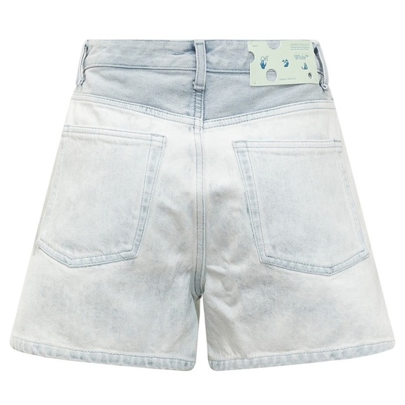 Off-White High Waist Two-Tone Wash Denim Blue Jean Shorts Size 27 New - Picture 2 of 11